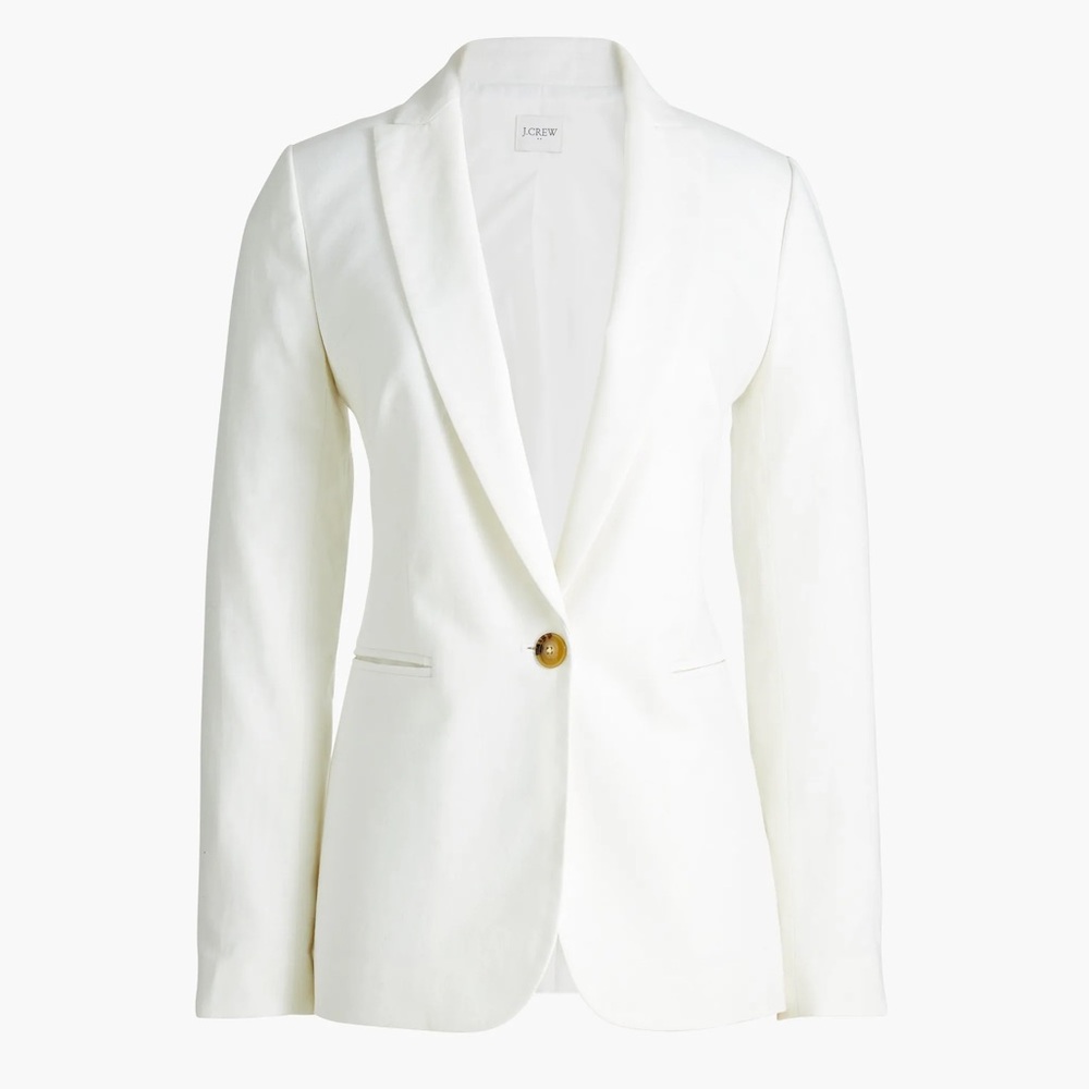 J. Crew Women’s Linen-Blend One Button Blazer in White. New with tag Size 6, 8